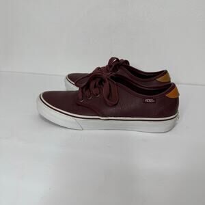 Vans Leather Sneakers 8.5 Purple Maroon Shoes Low Top Skateboard